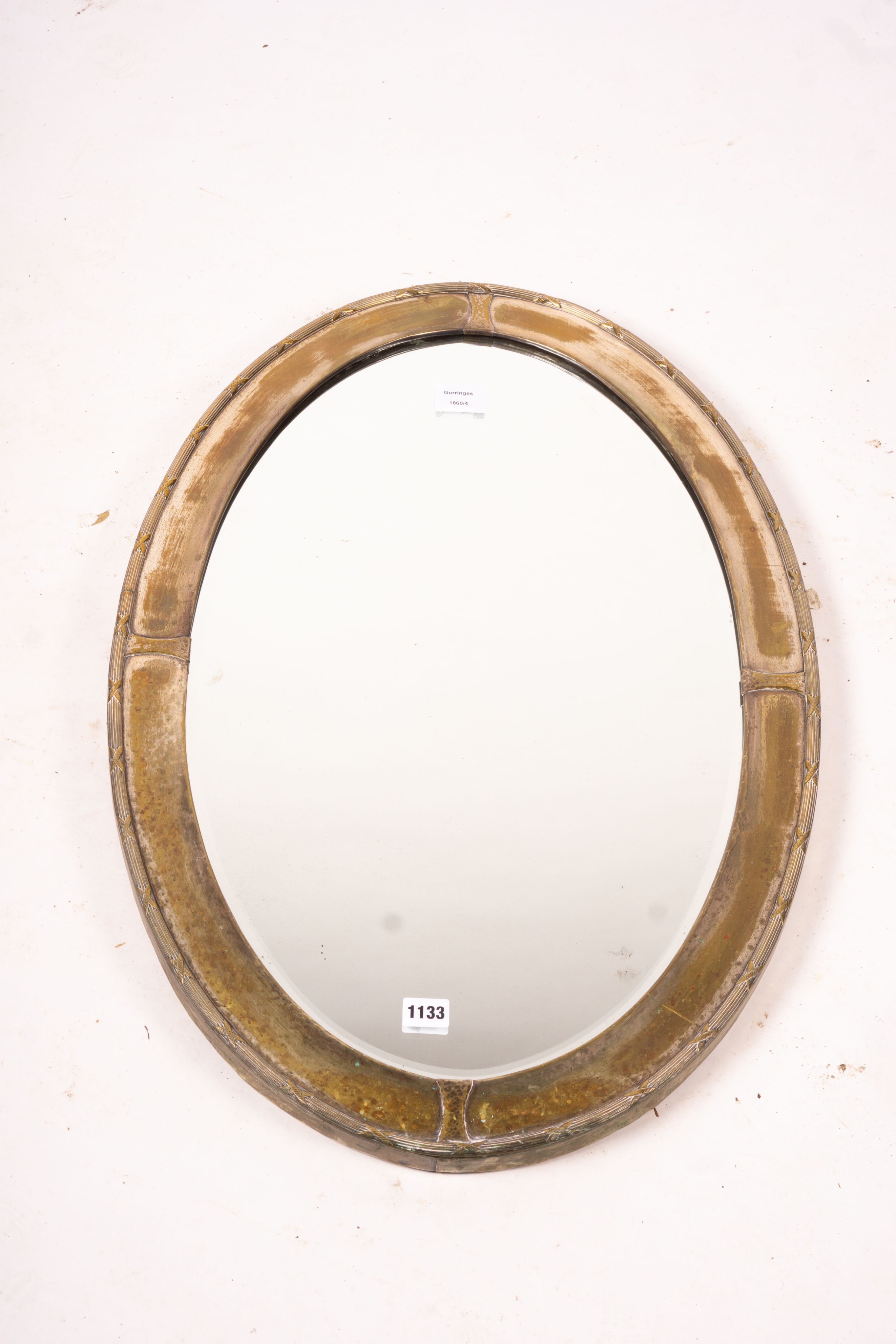 An early 20th century silver plated wall mirror, width 52cm, height 81cm